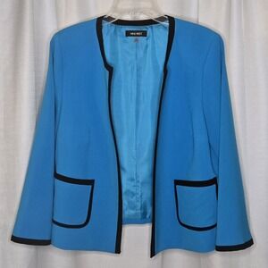Nine West blue, black trim classic mod blazer 14W office business retro corpcore